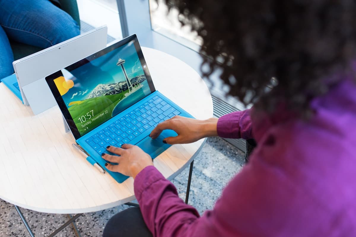 Inclusive web design concept showing a laptop with accessible interface elements and clean layout