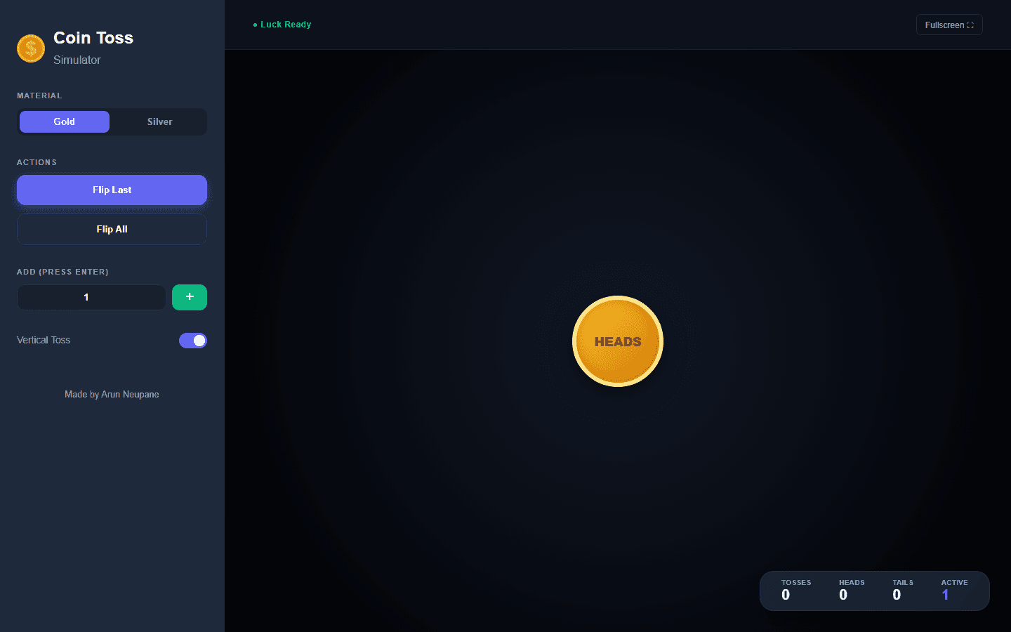 Coin Toss Simulator screenshot 1