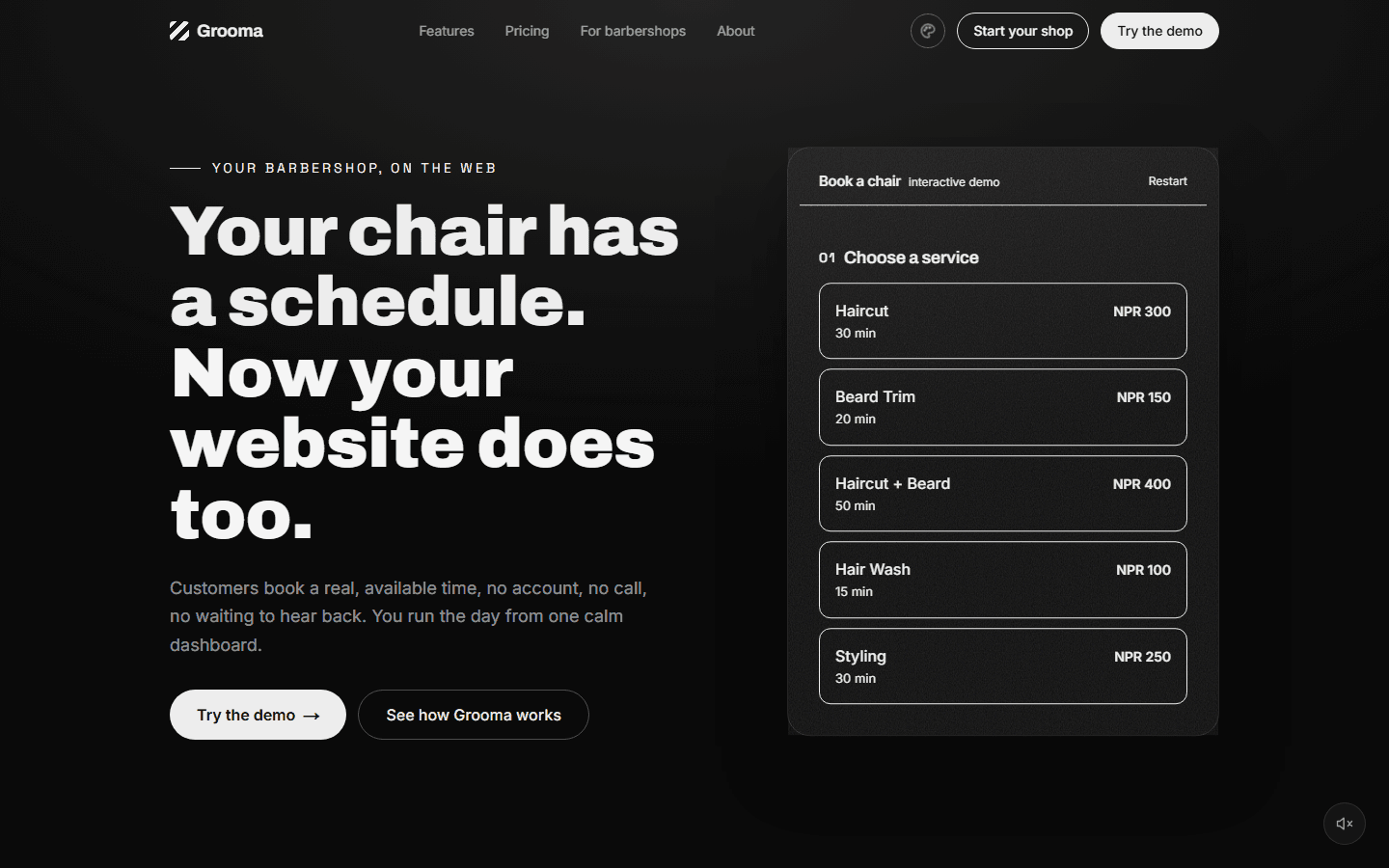 Grooma - Booking & Appointments · Full system