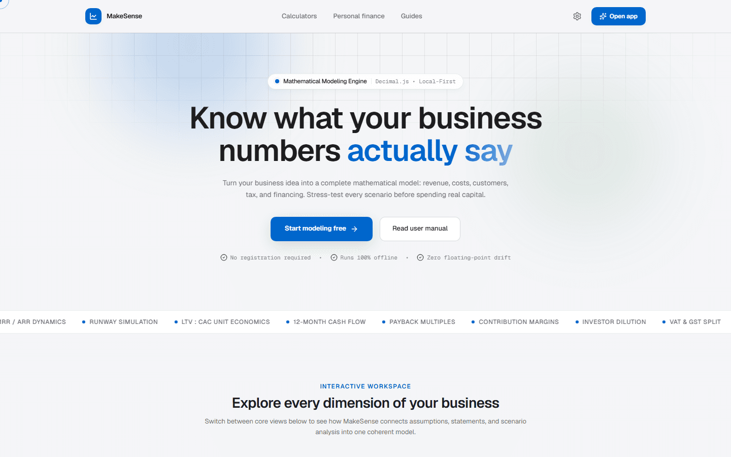 MakeSense - Business & Financial Modeling · Full system