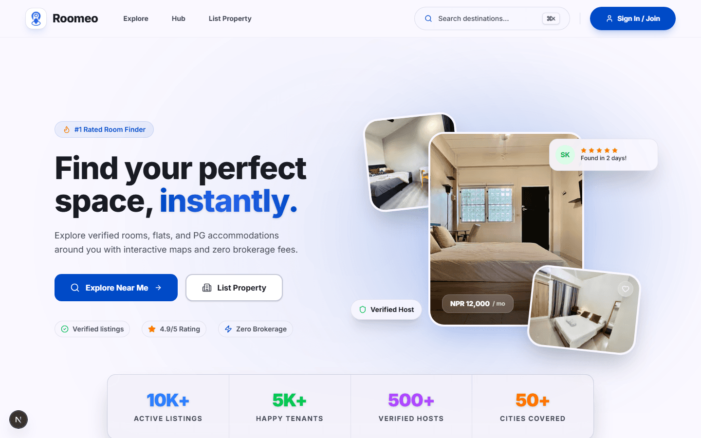 Roomeo - Real Estate & Room Finding · Full system